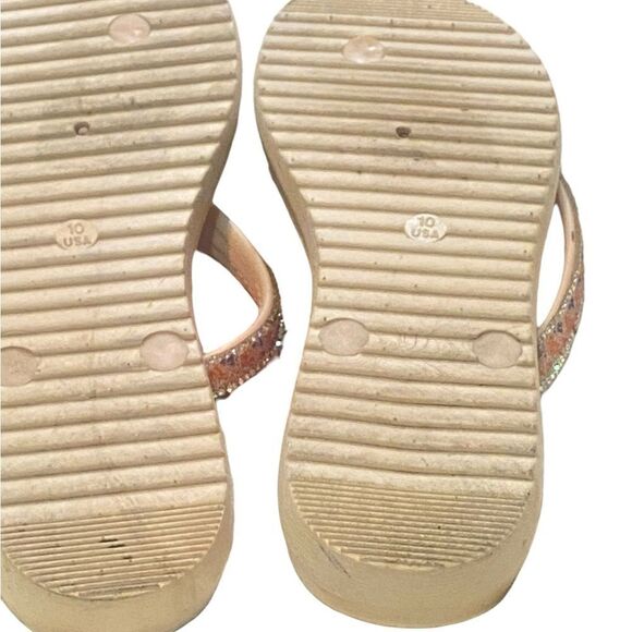 Aloha Island Women 10M Tan/Rhinestones / Flip Flops Medallion at Toe Post - Picture 3 of 9